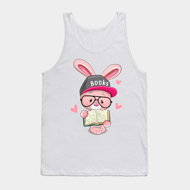 Cute smart bunny with glasses and a book Tank Top by Reginast777